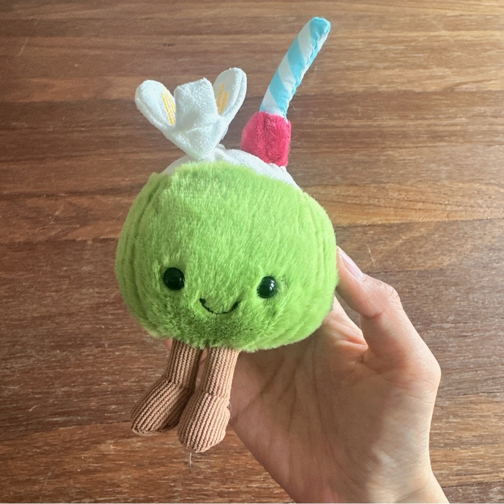 Cute Coconut Plush Bag Charm Tropical Smiling Keychain Soft Stuffed Accessory